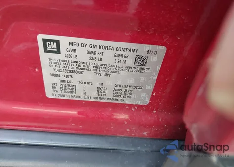 2019 Buick Encore Fwd Preferred from USA, damaged, VIN KL4CJASB2KB880067